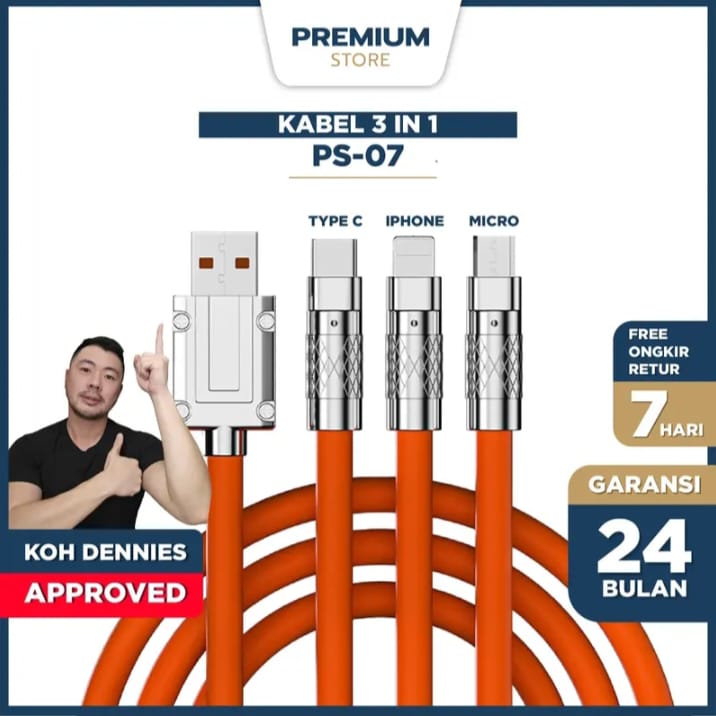 Kabel Data 3 in1 Memudahkan Pengisian Semua Perangkat Anda