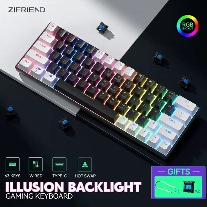 Keyboard ZIFRIEND KA646 – Sensasi Klik Cepat & Lampu RGB Aesthetic