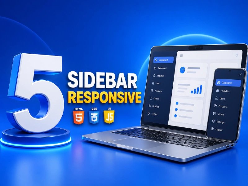 5 Sidebar Menu Responsive Siap Pakai (HTML, CSS, JS)