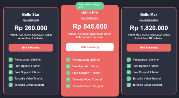 card UI untuk landing page