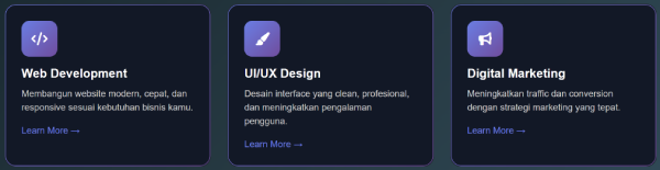 card UI untuk landing page